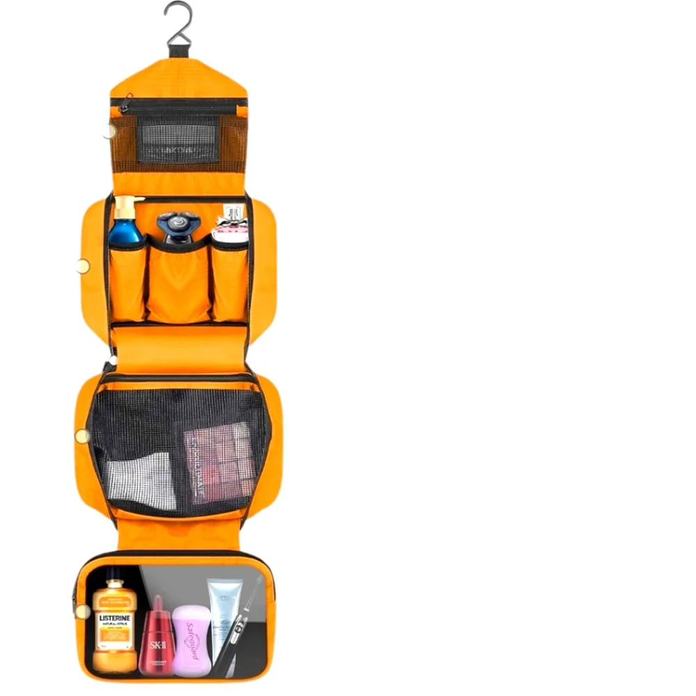Travel Toiletry Bag - Waterproof, Hanging Hook, Portable Organizer for W & M